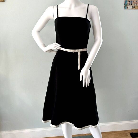 Vintage Y2K BCX Black Satin Trim Fit & Flare Dress Cocktail Party Dress size XS - Picture 1 of 11